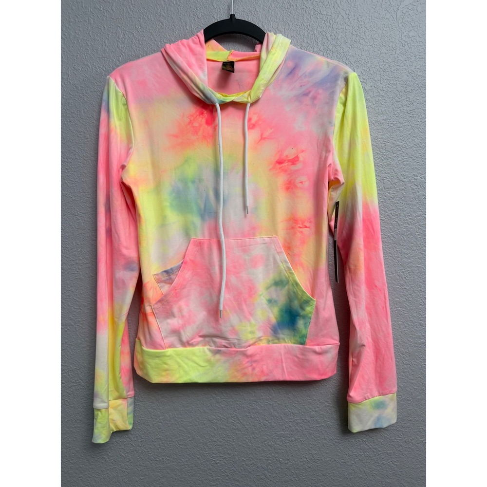 New Mix Womens Tie Dye Hoodie Pink Yellow Blue S/M SET-8TD NZ071 Flaw Bohi